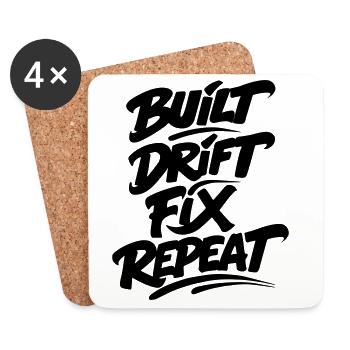 Built Drift Fix Repeat v2 - Coasters (set of 4) - white - Front