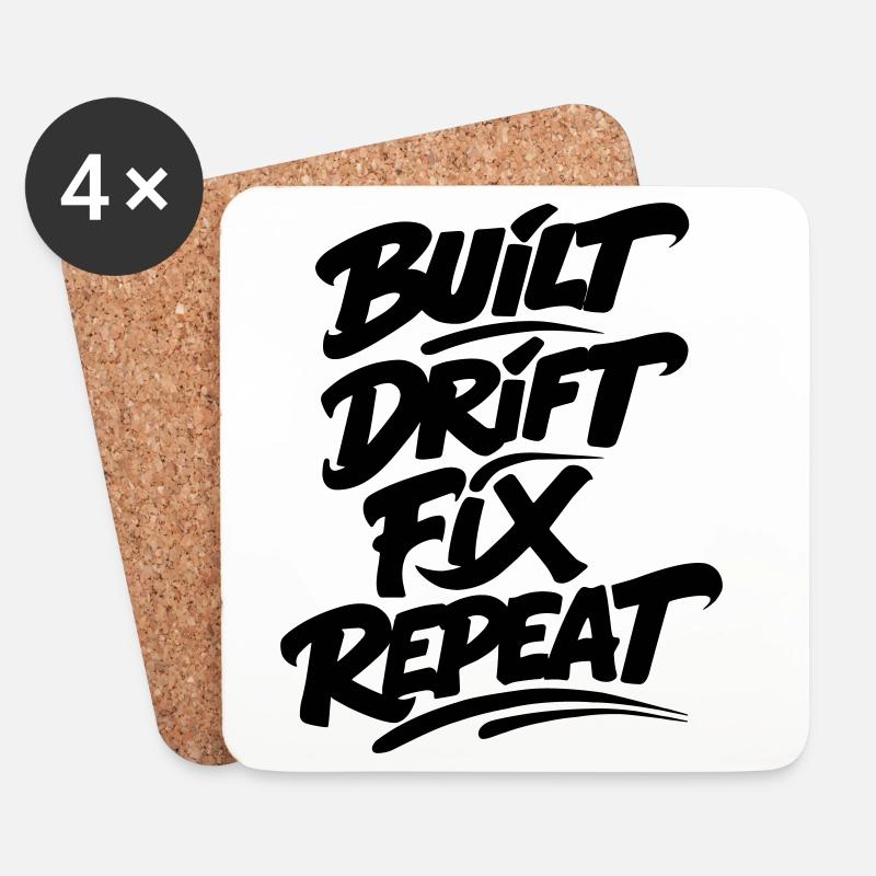 Built Drift Fix Repeat v2 - Untersetzer (4er-Set) - Weiß
