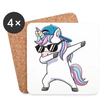 Dessin animé de lunettes de soleil licorne à appliquer à la fraîcheur - Dessous de verre (lot de 4) - blanc - Devant