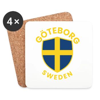 Göteborgs Sköld en couleurs suédoises - Dessous de verre (lot de 4) - blanc - Devant