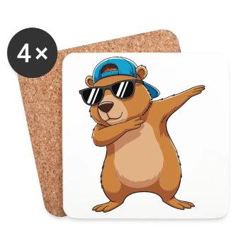 Cool Dabbing Bear Sonnenbrillen-Cartoon-Kunst - Untersetzer (4er-Set) - Weiß - Vorne
