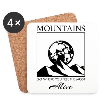 Mountain Range with the Moon - Coasters (set of 4) - white - Front