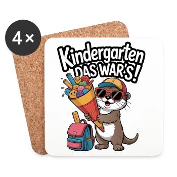 Jetzt Schulkind! Lustiger Otter zur Einschulung - Untersetzer (4er-Set) - Weiß - Vorne