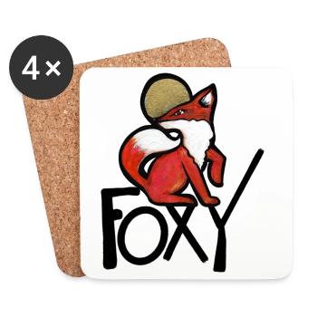 Crimson Fox with Gold Halo - Coasters (set of 4) - white - Front