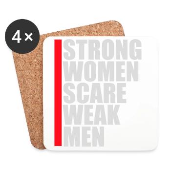 Strong Women Scare Weak Men Selbstbewusst Feminist - Untersetzer (4er-Set) - Weiß - Vorne