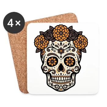 Vibrant DiaMuertos motif - Coasters (set of 4) - white - Front