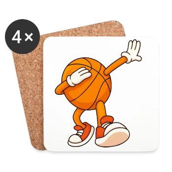 Basketball-Maskottchen Dunks - Untersetzer (4er-Set) - Weiß - Vorne