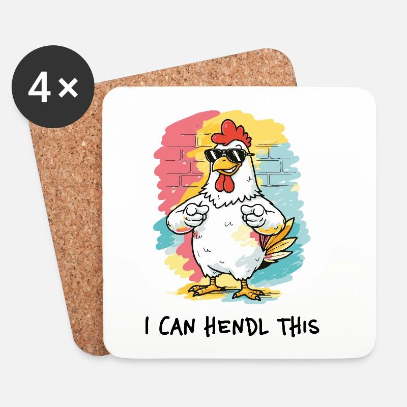 I Can Hendl This – Dialekt Wortspiel Huhn Hahn - Untersetzer (4er-Set) - Weiß