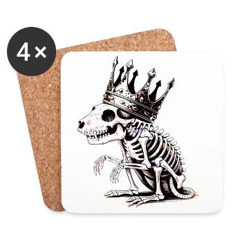 Le Dino avec Couronne du Roi Néon - Dessous de verre (lot de 4) - blanc - Devant