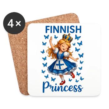 Princess Finland Blue Butterfly - Coasters (set of 4) - white - Front