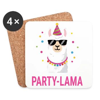 Lama Kostüm Fasching Karneval Gruppe Damen Herren - Untersetzer (4er-Set) - Weiß - Vorne
