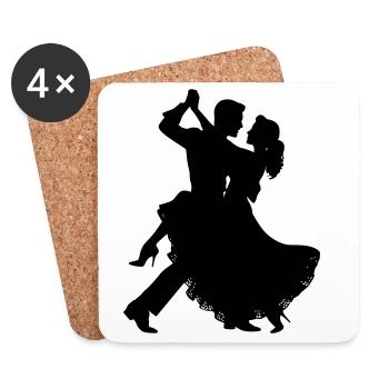 Silhouette du couple dansant | Motif de danse élégante - Dessous de verre (lot de 4) - blanc - Devant
