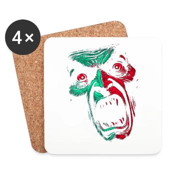 Fendre Face Horreur Vert Rouge - Dessous de verre (lot de 4) - blanc - Devant