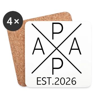 Papa 2026 Papa seit 2026 Papa Est 2026 - Untersetzer (4er-Set) - Weiß - Vorne