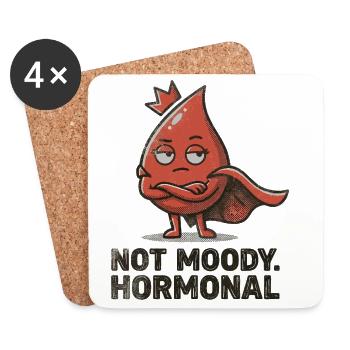Not Moody Hormonal – Lustiges Perioden Statement - Untersetzer (4er-Set) - Weiß - Vorne