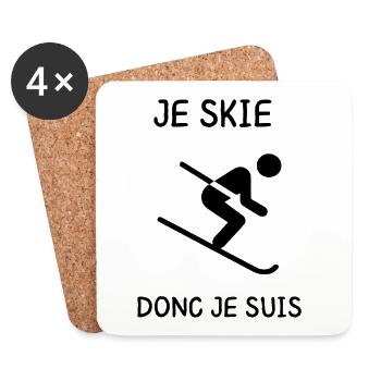 Je skie donc je suis  - Dessous de verre (lot de 4) - blanc - Devant