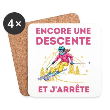 Descente de ski: et j’arrête - Dessous de verre (lot de 4) - blanc - Devant