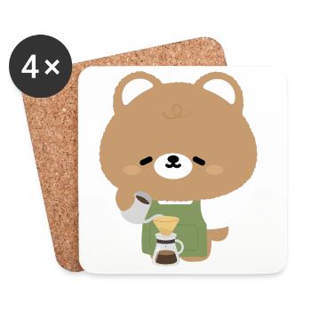 Bear Barista Coffee Pour Over - Untersetzer (4er-Set) - Weiß - Vorne