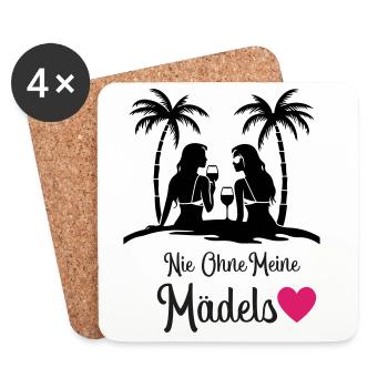 Never without my girls' heart - Coasters (set of 4) - white - Front