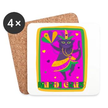 Mardi Gras tanzende Katze - Untersetzer (4er-Set) - Weiß - Vorne