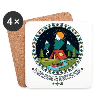 Camping d’aventure au bord de la rivière Aventure en milieu sauvage - Dessous de verre (lot de 4) - blanc - Devant