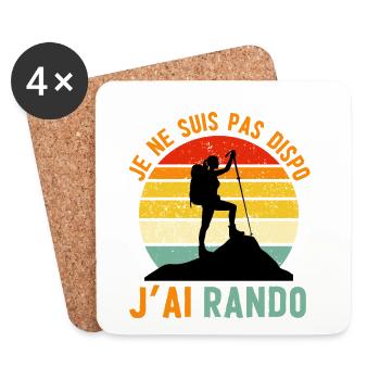 Rando Attitude: Pas dispo, j'ai rando - Dessous de verre (lot de 4) - blanc - Devant