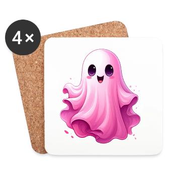 Cute Pink Ghost - Coasters (set of 4) - white - Front