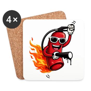 Un extincteur cool avec des flammes - Dessous de verre (lot de 4) - blanc - Devant