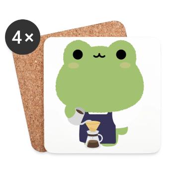 Kawaii Frog Barista - Dessous de verre (lot de 4) - blanc - Devant