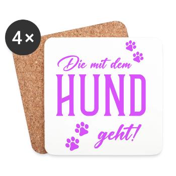 Die mit dem Hund geht  - Untersetzer (4er-Set) - Weiß - Vorne