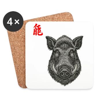 Wild Boar Asian - Coasters (set of 4) - white - Front