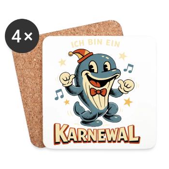 Cadeau drôle de la baleine Karnewal du Carnaval - Dessous de verre (lot de 4) - blanc - Devant