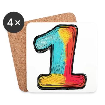 1 Number Multicolored - Coasters (set of 4) - white - Front