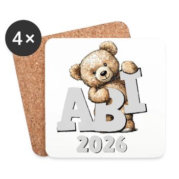 Kuschelbär ABI 2026 Teddybär Abiturientin - Untersetzer (4er-Set) - Weiß - Vorne