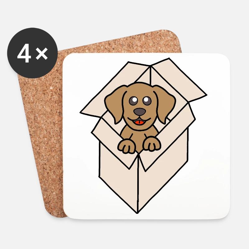 Cuddly dog in a box - Coasters (set of 4) - white