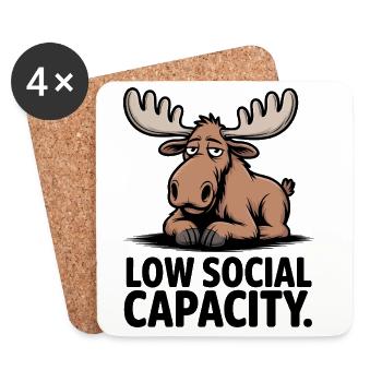 Low Social Capacity Moose - Coasters (set of 4) - white - Front