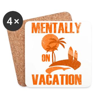 Mental Vacation Palm Beach Scene - Coasters (set of 4) - white - Front