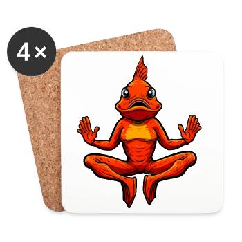 Yoga avec poissons rouges - Dessous de verre (lot de 4) - blanc - Devant