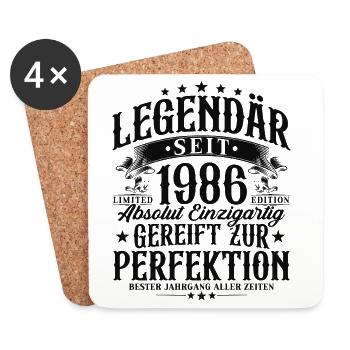 Legendary Since 1986 Vintage Birthday Gift - Coasters (set of 4) - white - Front