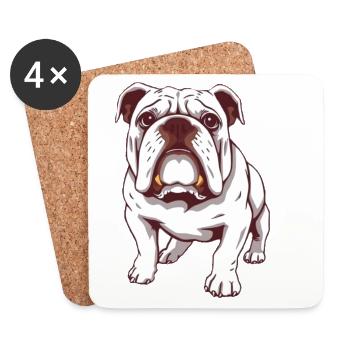 Bouledogue Bouledogue d’Amérique - Dessous de verre (lot de 4) - blanc - Devant