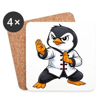 Art martial traditionnel du Kung-Fu du Pingouin - Dessous de verre (lot de 4) - blanc - Devant