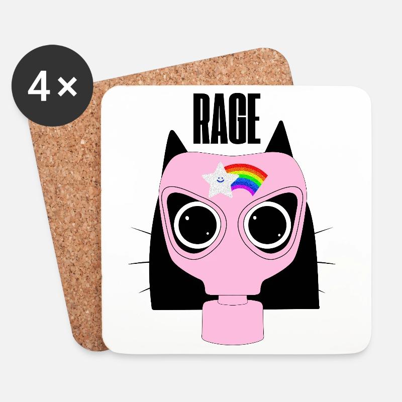 Rage Kitty Cat Protest - Untersetzer (4er-Set) - Weiß