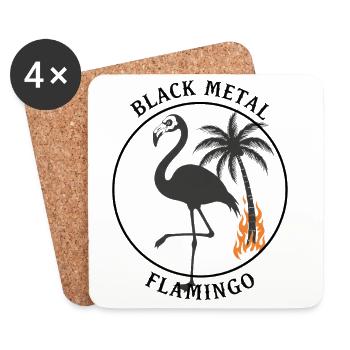 Black Metal Flamingo – Brennende Palme & Stacheldr - Coasters (set of 4) - white - Front