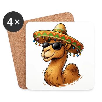 Sourire de chameau avec sombrero - Dessous de verre (lot de 4) - blanc - Devant