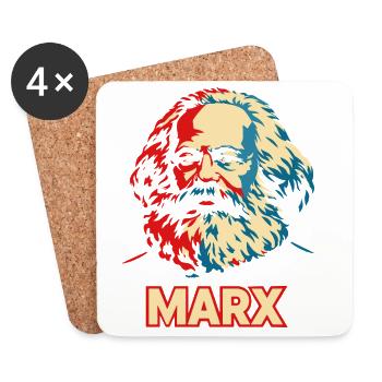 Karl Marx Pop Art Portrait - Dessous de verre (lot de 4) - blanc - Devant