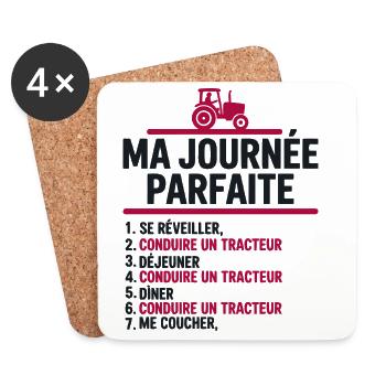 Ma journée parfaite conduire un tracteur - Dessous de verre (lot de 4) - blanc - Devant