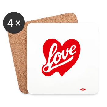 Scénario de Red Love Heart - Dessous de verre (lot de 4) - blanc - Devant