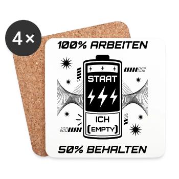 100% Arbeiten 50% Behalten - Untersetzer (4er-Set) - Weiß - Vorne