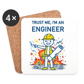 Trust Me, I'm an Engineer - for light background - Coasters (set of 4) - white - Front