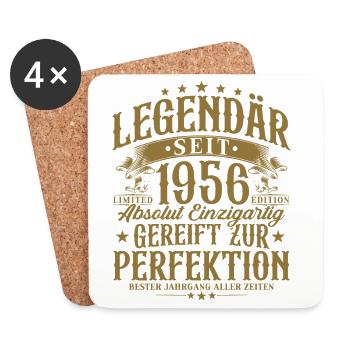 1956 Legendär Jahrgang Retro Geburtstag Geschenk - Untersetzer (4er-Set) - Weiß - Vorne